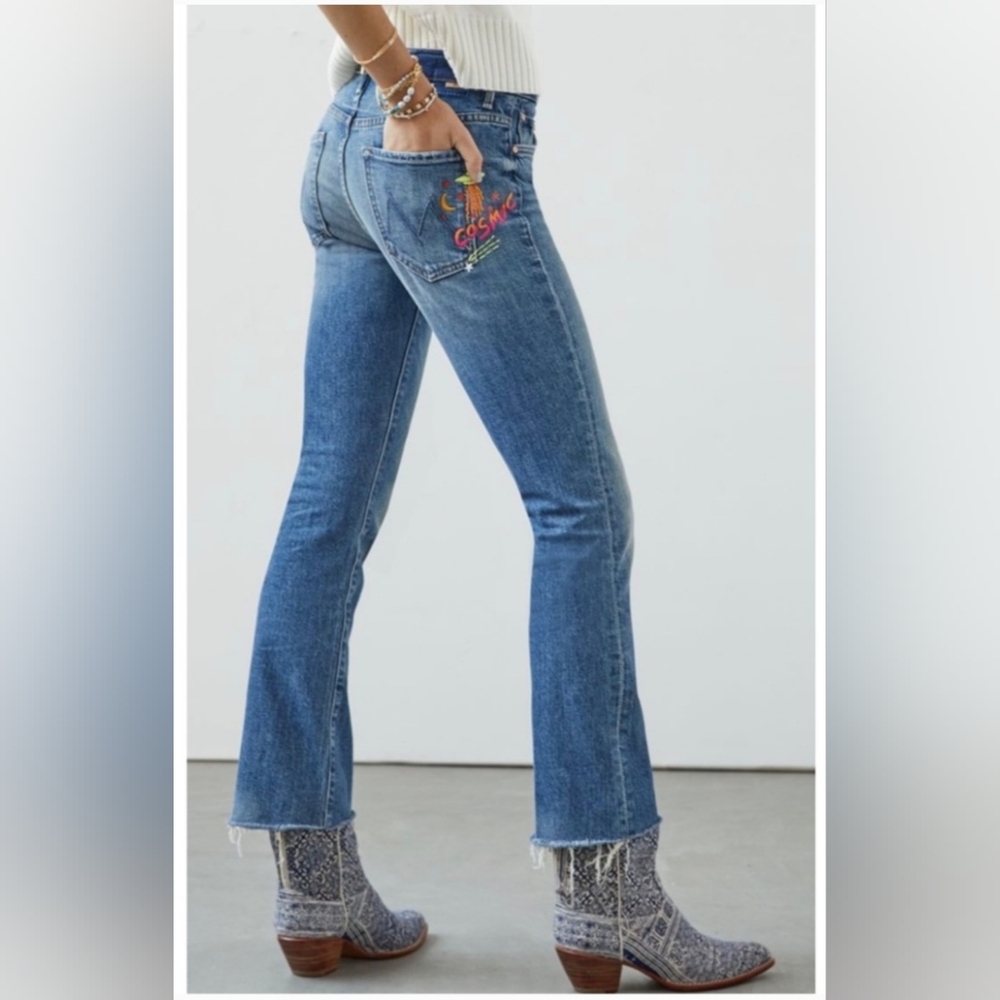MOTHER The Insider Ankle Fray Denim Jeans in 'Beyond the Sky'. Size 28. NWOT